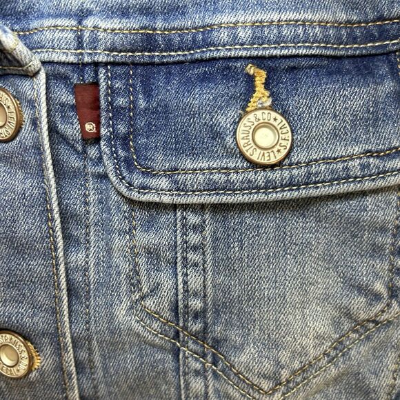 Vintage Levis Denim Vest Women Medium Blue Jean Y2K Med Wash Faded Trucker - Picture 3 of 9